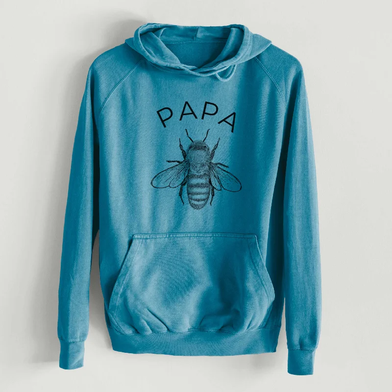 Leather-Paneled SweatshirtsPapa Bee  - Mid-Weight Unisex Vintage 100% Cotton Hoodie