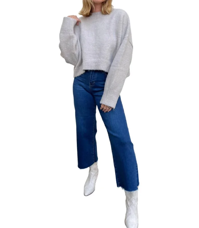 Make It Cozy Fuzzy Knit Cropped Sweater In HazeCroptopstartup