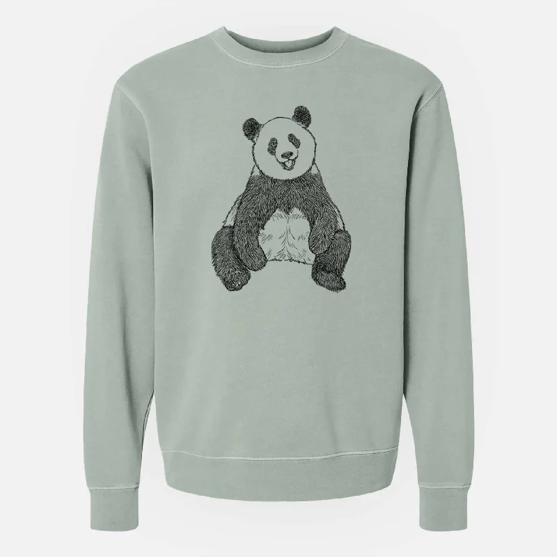 Vintage HoodiesAiluropoda melanoleuca - Giant Panda Sitting - Unisex Pigment Dyed Crew Sweatshirt