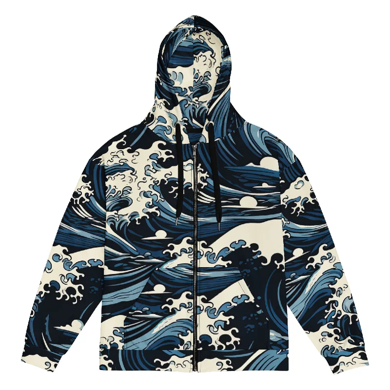 Sherpa-Lined HoodiesGreat Waves zip hoodie