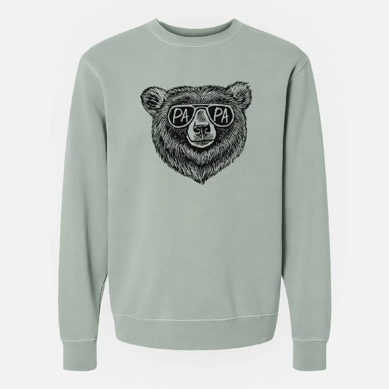 Thermal HoodiesPapa Bear - Papa Glasses - Unisex Pigment Dyed Crew Sweatshirt