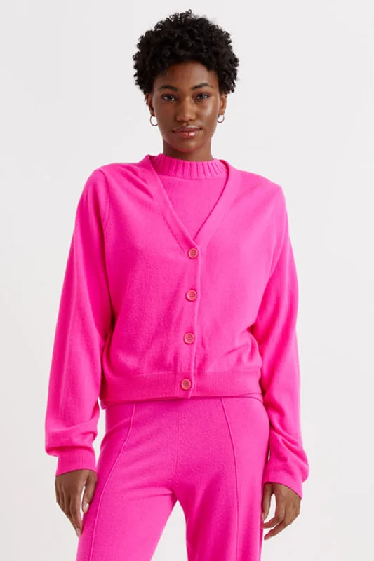 Fuchsia Wool-Cashmere Cropped CardiganCroptopunity