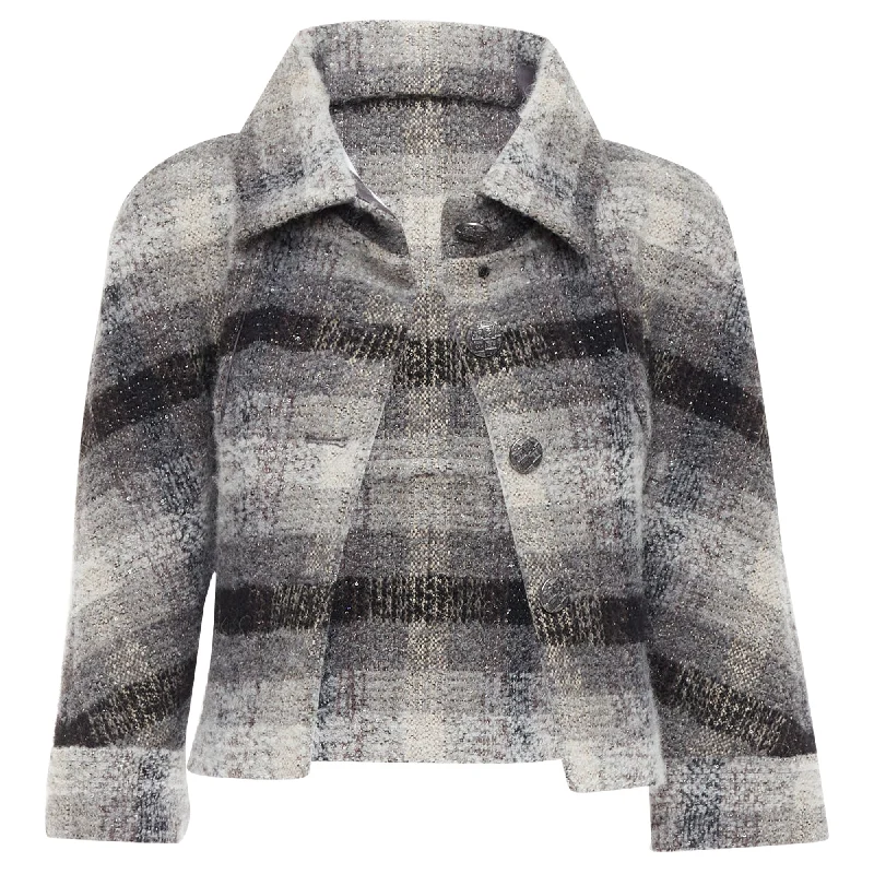 Chanel Fantasy tweed checked sequinned wool crop jacketCroptoppattern