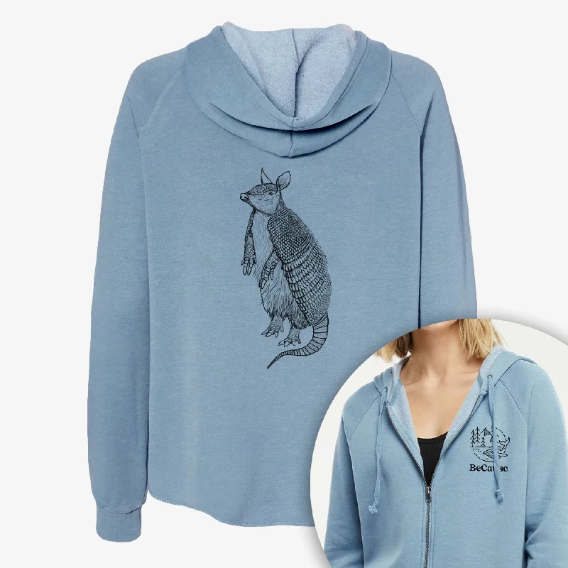 Workout SweatshirtsNine-Banded Armadillo - Dasypus novemcinctus - Women's Cali Wave Zip-Up Sweatshirt