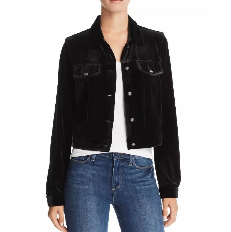 Velvet Crop Casual Jacket In BlackCroptopsecurity