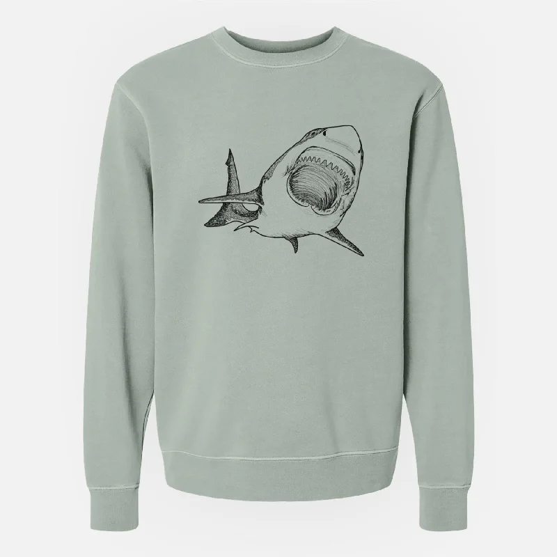 Linen Blend SweatshirtsGreat White Shark - Unisex Pigment Dyed Crew Sweatshirt