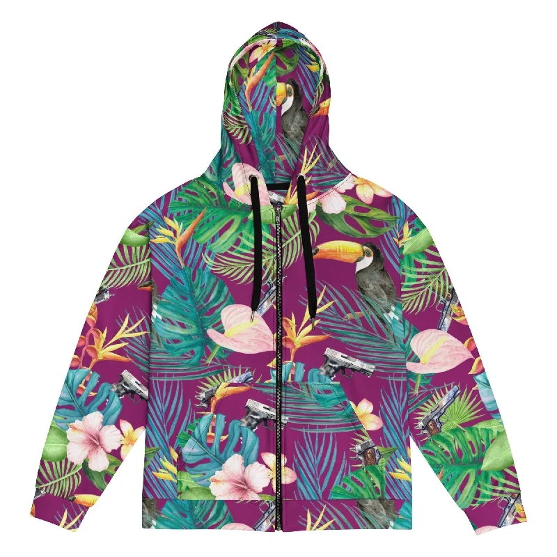 Oversized HoodiesHibiscus Bang Bang Hawaiian Zip Hoodie