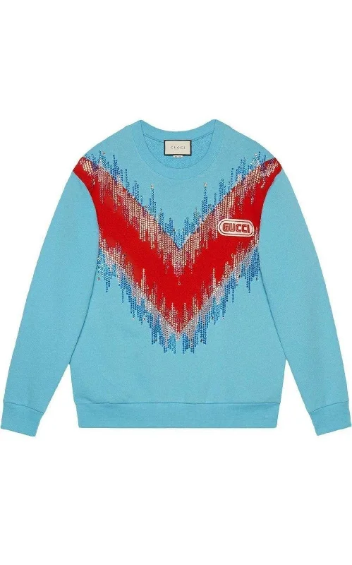 Painted HoodiesBead Embroidered Cotton Sweatshirt