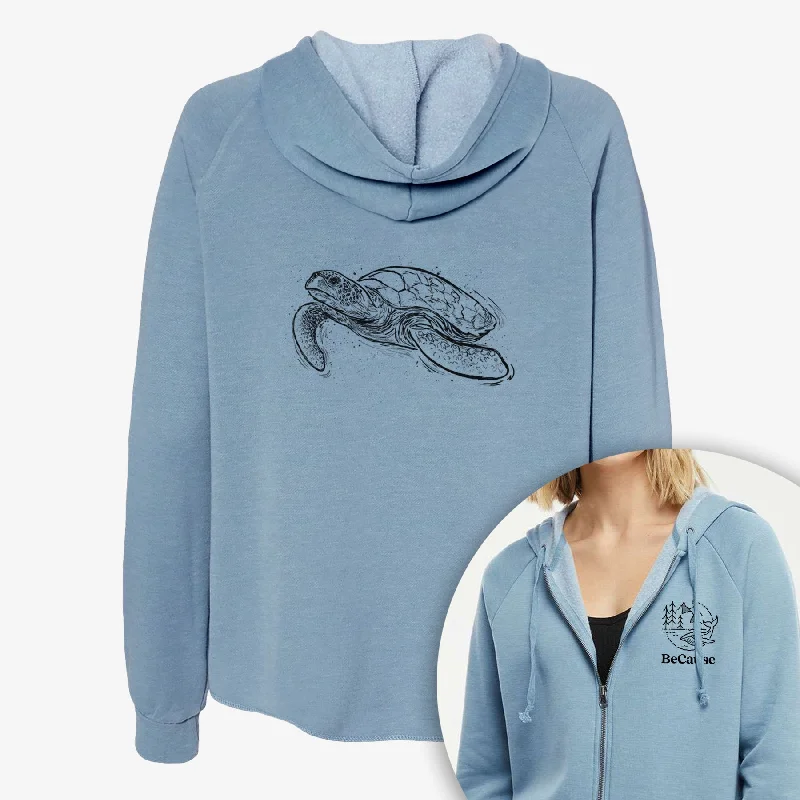 Artist HoodiesHawksbill Sea Turtle - Eretmochelys imbricata - Women's Cali Wave Zip-Up Sweatshirt