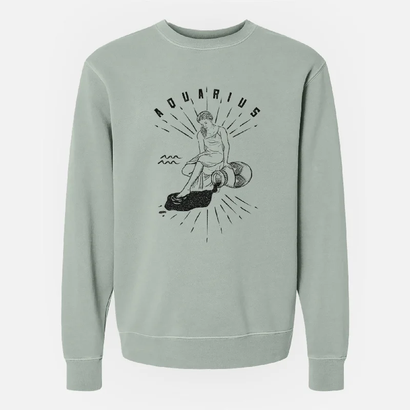 Lounge HoodiesAquarius - Water Bearer - Unisex Pigment Dyed Crew Sweatshirt