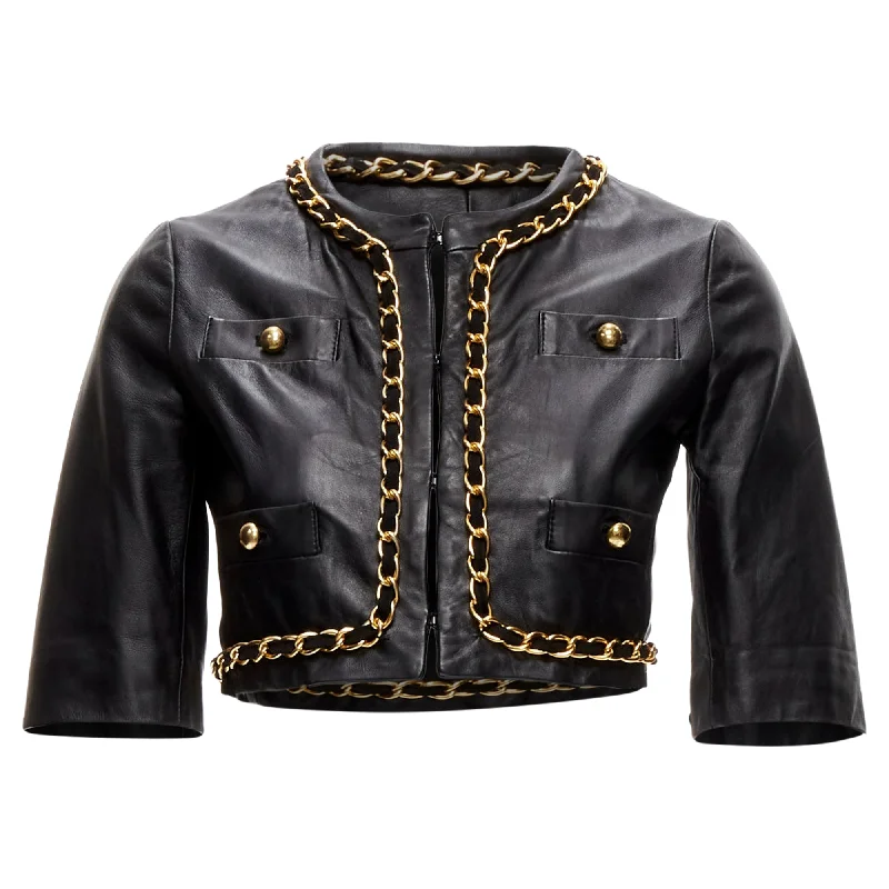 Moschino Cheap Chic chain quilted leather cropped jacketCroptopwool