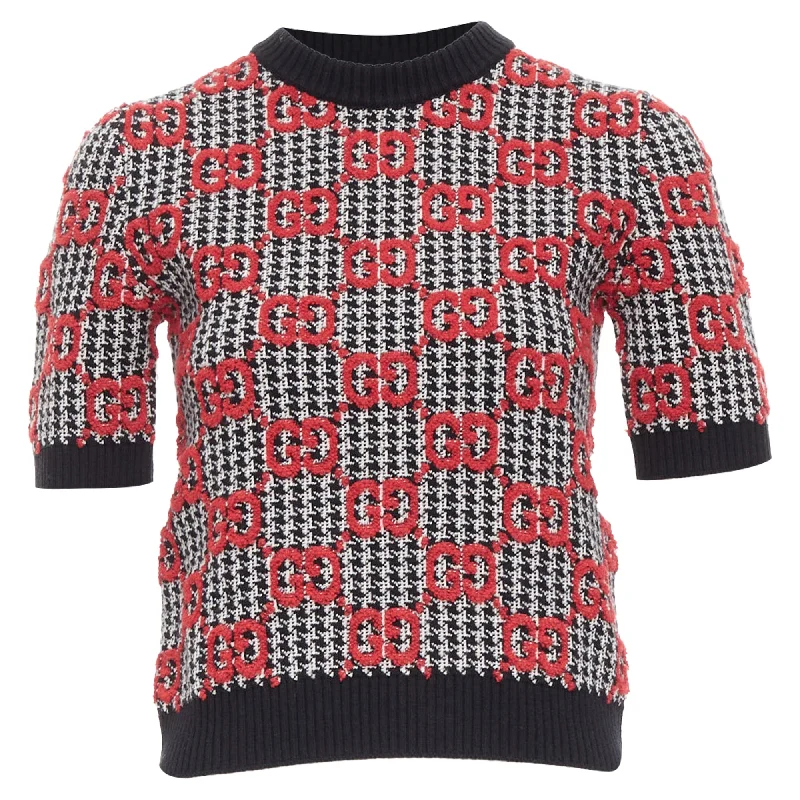 Gucci giant monogram houndstooth intarsia crop sweaterCroptopshirt