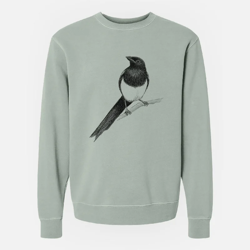 Asymmetrical HoodiesBlack-billed Magpie - Pica hudsonia - Unisex Pigment Dyed Crew Sweatshirt