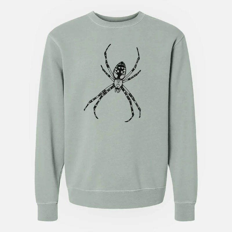 Designer SweatshirtsArgiope aurantia - Yellow Garden Spider - Unisex Pigment Dyed Crew Sweatshirt