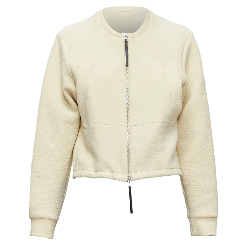 Marni cotton leather zip pull cropped bomber jacketCroptoplinen