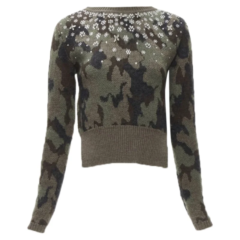 Giambattista Valli camo crystal embellished cropped sweaterCroptopblockchain