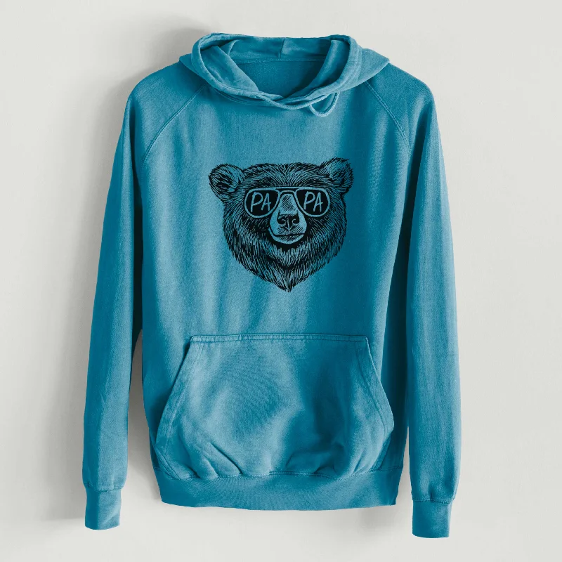 Glitter SweatshirtsPapa Bear - Papa Glasses  - Mid-Weight Unisex Vintage 100% Cotton Hoodie