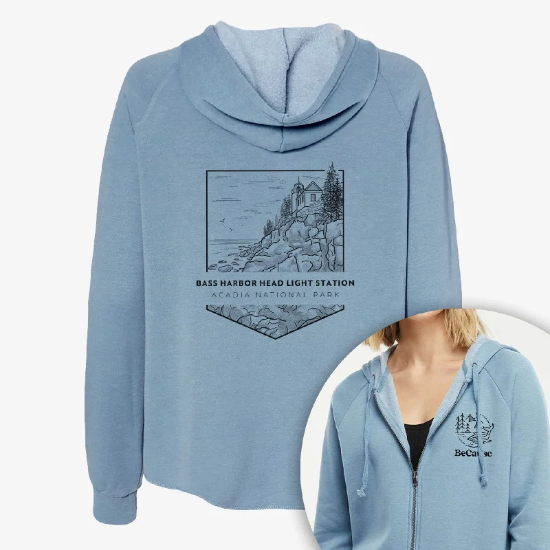 Vintage HoodiesBass Harbor Head Light Station - Acadia National Park - Women's Cali Wave Zip-Up Sweatshirt