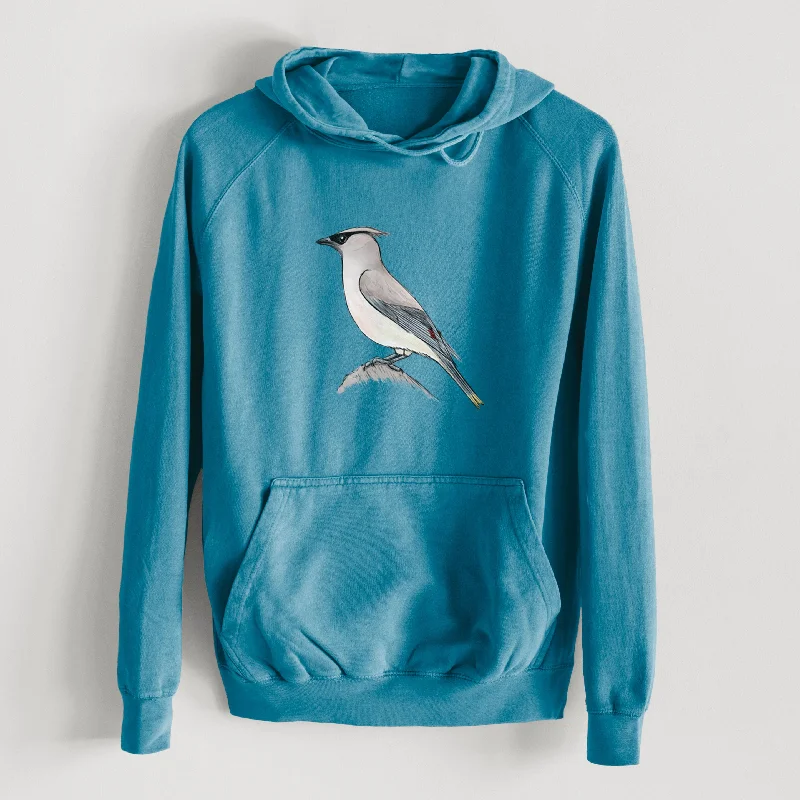 Cropped SweatshirtsVibrant Cedar Waxwing - Bombycilla cedrorum  - Mid-Weight Unisex Vintage 100% Cotton Hoodie