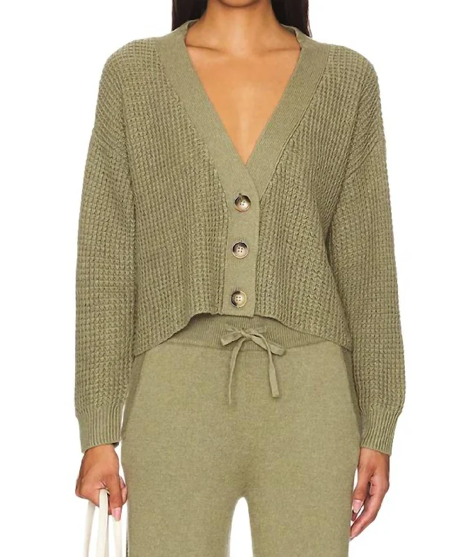 Cropped Sweater Cardigan In MossCroptopcasual