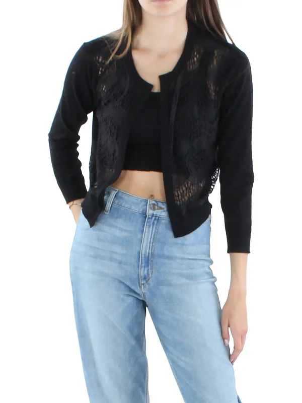 Womens Open Front Crop Cardigan SweaterCroptoptrend