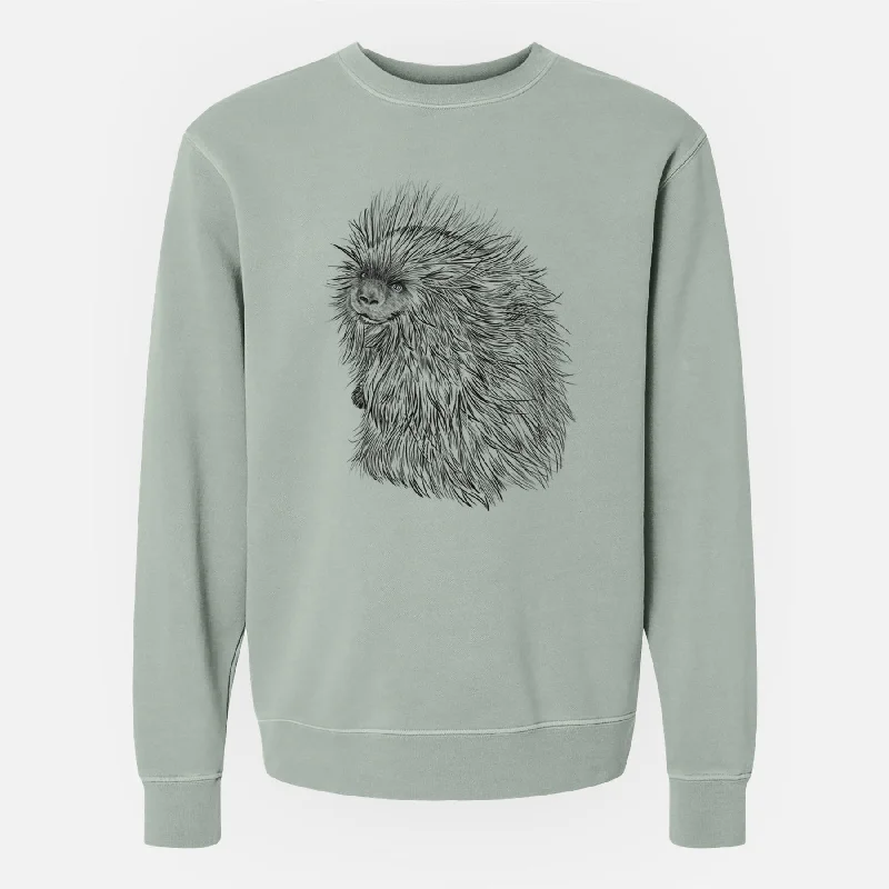 Leather-Paneled SweatshirtsNorth American Porcupine - Erethizon dorsatum - Unisex Pigment Dyed Crew Sweatshirt