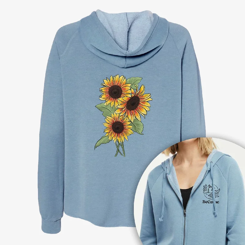 Limited Edition HoodiesFirecracker Sunflowers - Helianthus annuus - Women's Cali Wave Zip-Up Sweatshirt