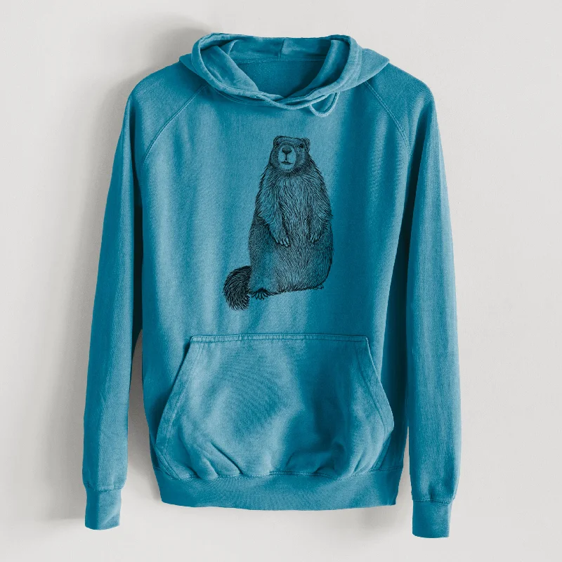 Fitted SweatshirtsYellow-bellied Marmot - Marmota flaviventris  - Mid-Weight Unisex Vintage 100% Cotton Hoodie