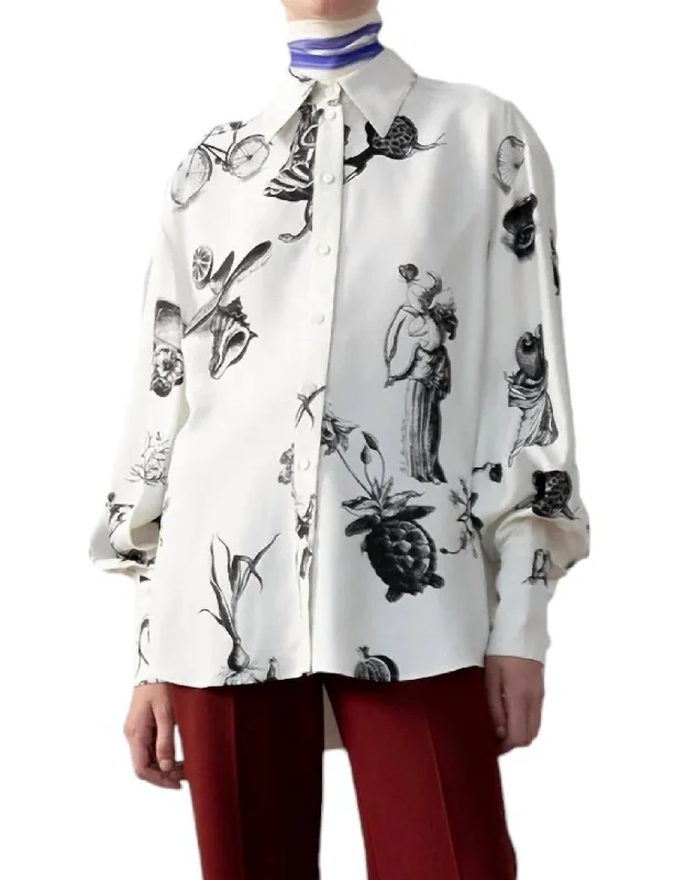 Encyclopedia Print Blouse In White/ BlackPunk Shirts