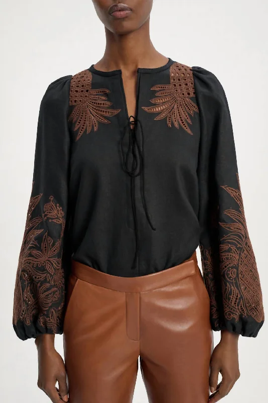 Exquisite Luxery Blouse In Pure BlackBand Merch Shirts