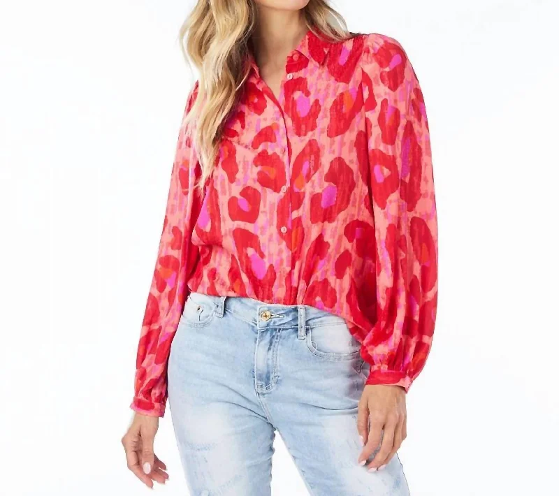 Fancy Animal Blouse In RedButton-Down Shirts