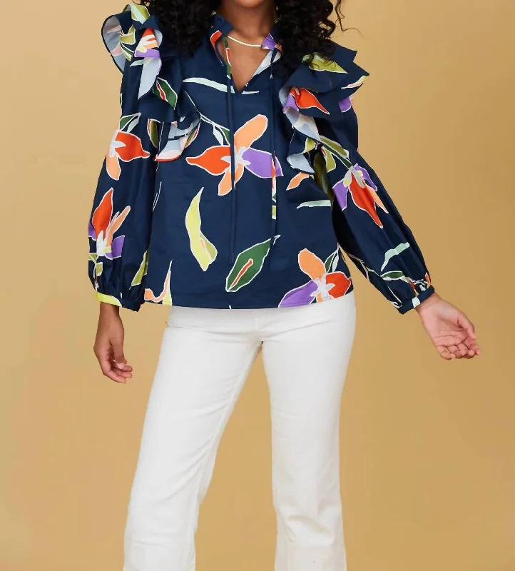 Grady Blouse In Blue LilyGym Shirts