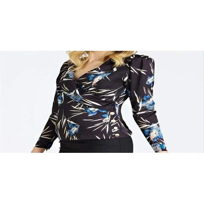 Guess Women's Marciano Floral Print Blouse Black Floral Size SBranded Shirts