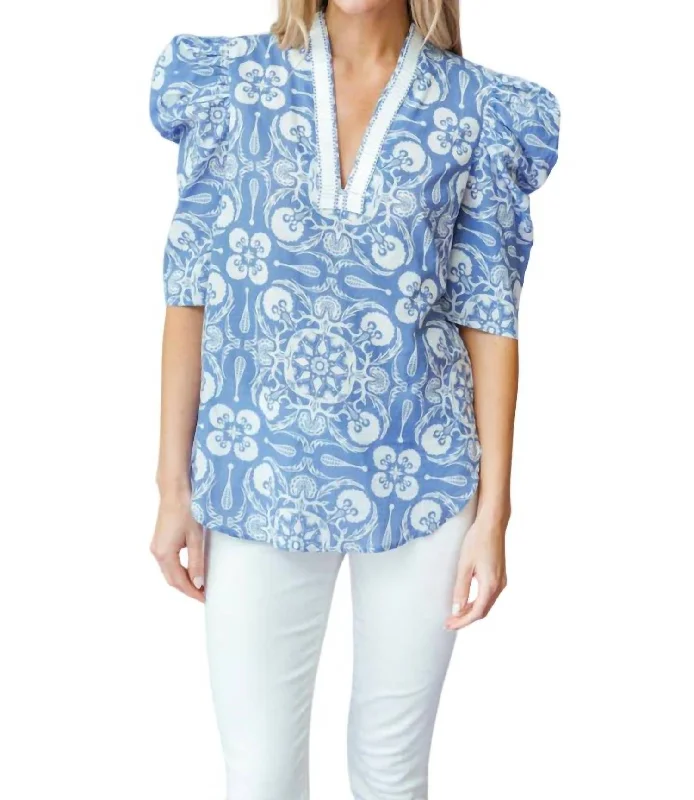 Natalie Blouse In Azure MoroccoLimited Edition Shirts