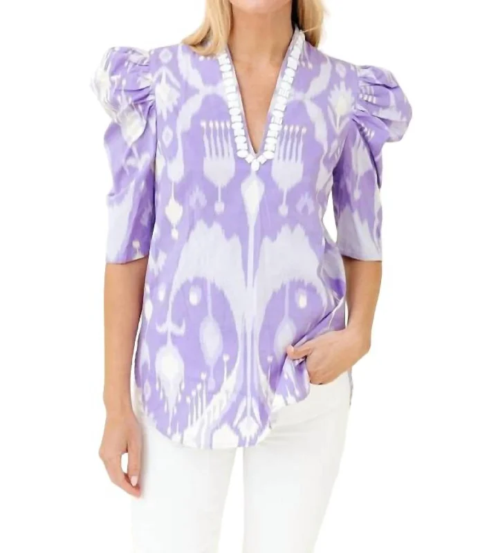 Natalie Blouse In Wisteria IkatLogo Shirts