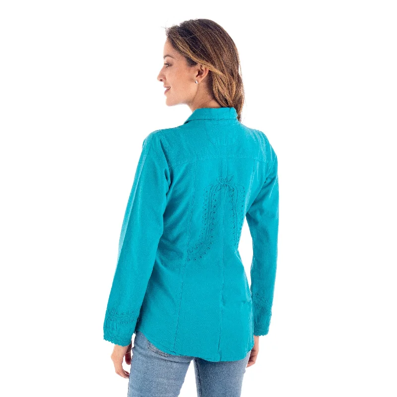 Novica Handmade Lily Of The Incas In Turquoise Cotton BlouseCashmere Shirts