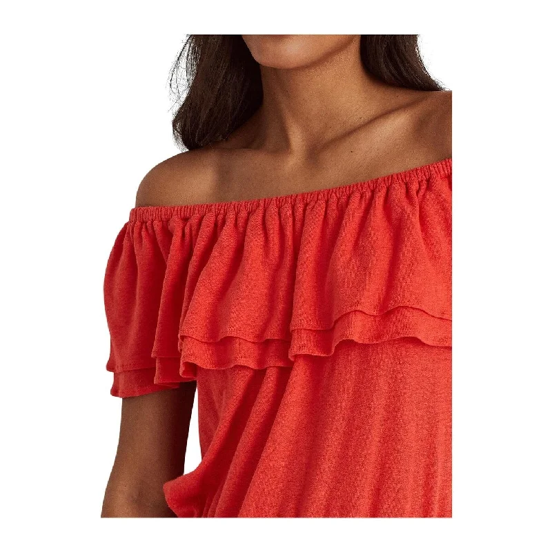 Ralph Lauren Women's Off The Shoulder Jersey Blouse Red Size LargeDesigner Shirts