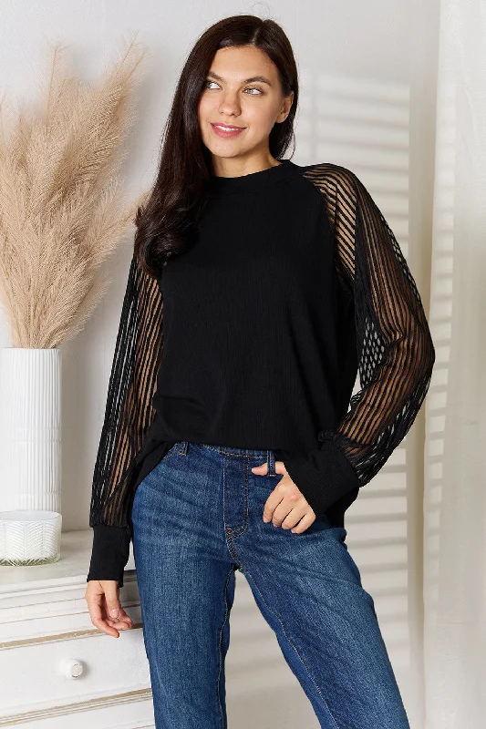 Round Neck Raglan Sleeve BlouseEmbellished Shirts