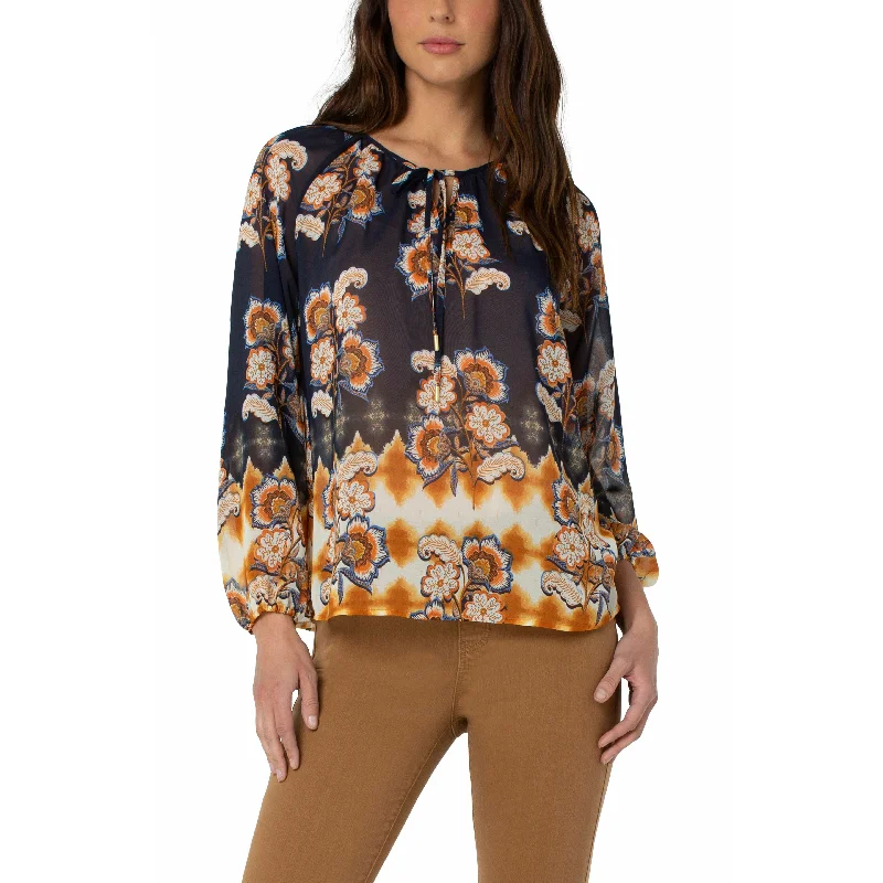 Shirred Blouse With Neck TieHunting Shirts