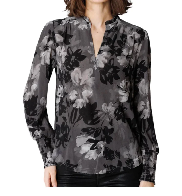 Soft Spoken Print Blouse In Up In Smoke FloralRetro Shirts