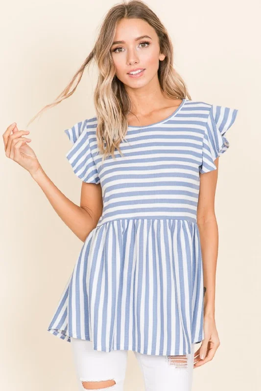 Striped Round Neck BlouseCollege Shirts