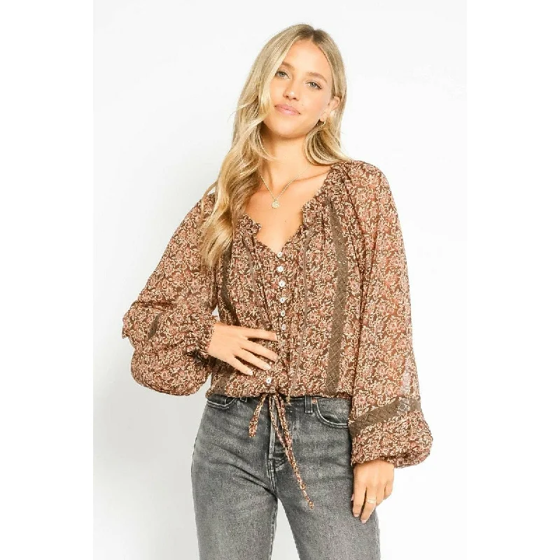 Tapestry Button Up BlousePolyester Shirts