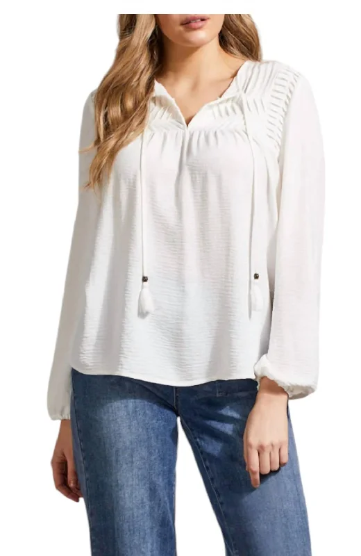 Tassel Blouse In EggshellGlitter Shirts