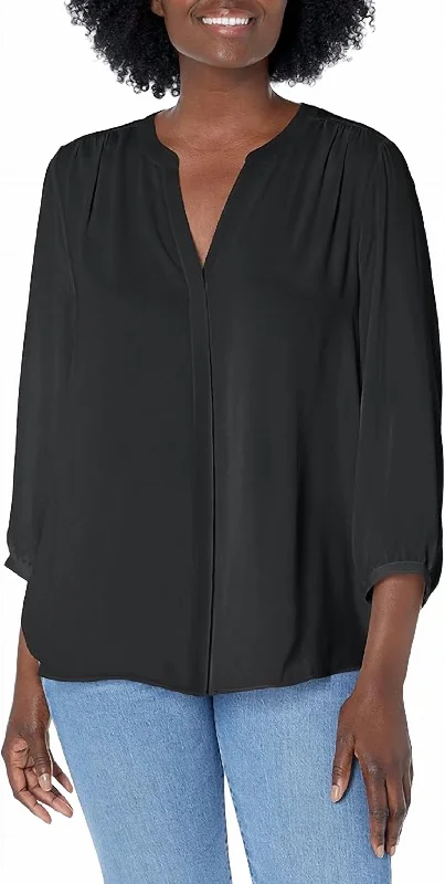 Three-Quarter-Sleeve Blouse In Riviera BlRetro Shirts