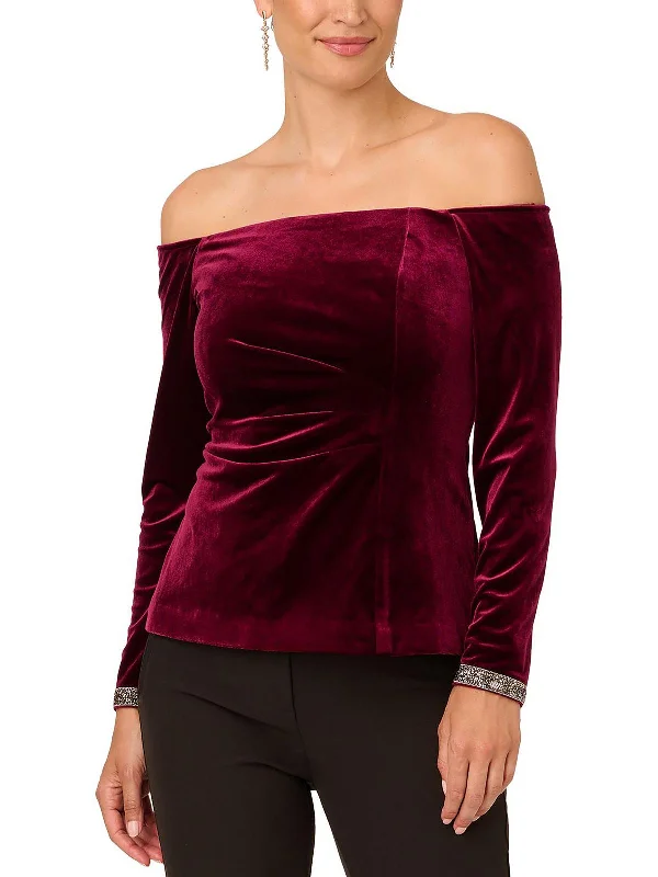 Womens Embellished Ruched BlouseRuffled Shirts