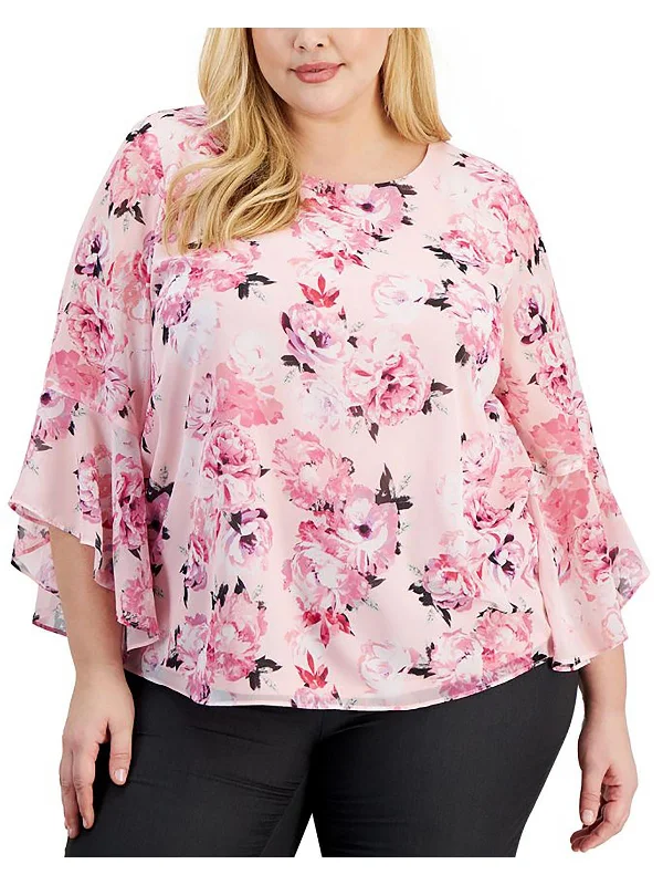 Womens Floral Print Lined BlouseMetallic Shirts