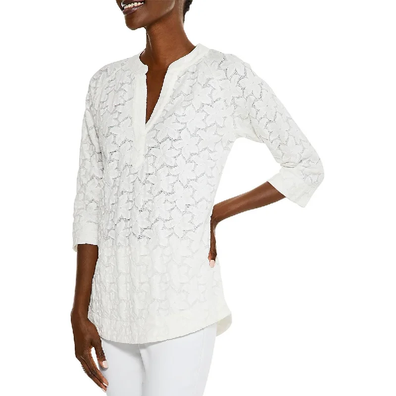 Womens Lace Split Neck BlouseHemp Shirts