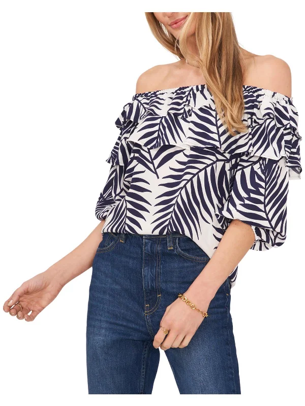 Womens Off-The-Shoulder Printed BlouseWool Shirts