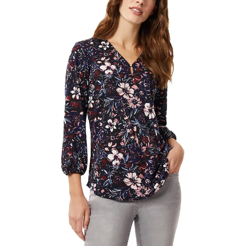 Womens Printed Keyhole BlousePolka Dot Shirts