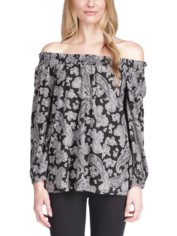 Womens Ruffled Off The Shoulder BlouseRayon Shirts